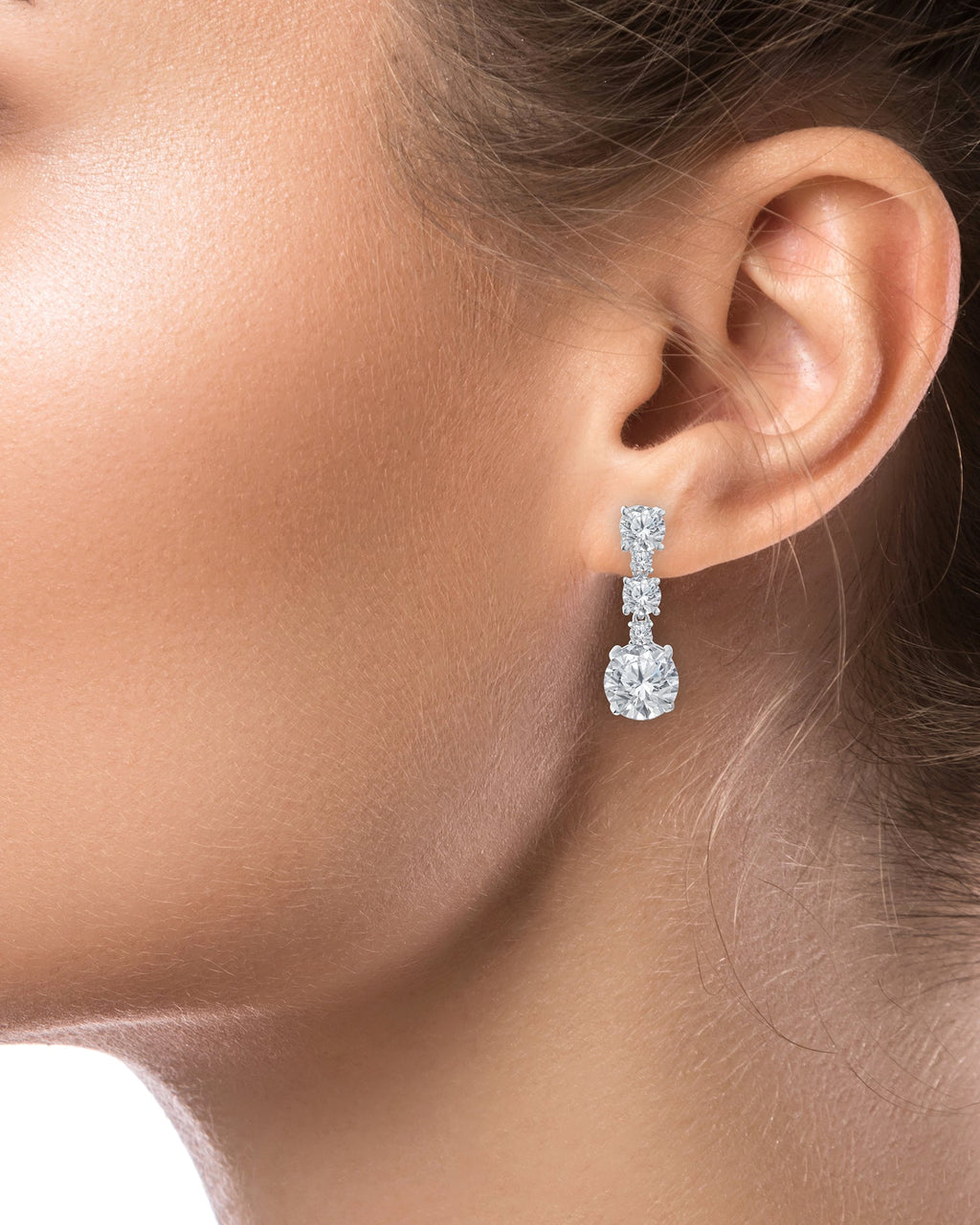 Graduated Round CZ Earrings