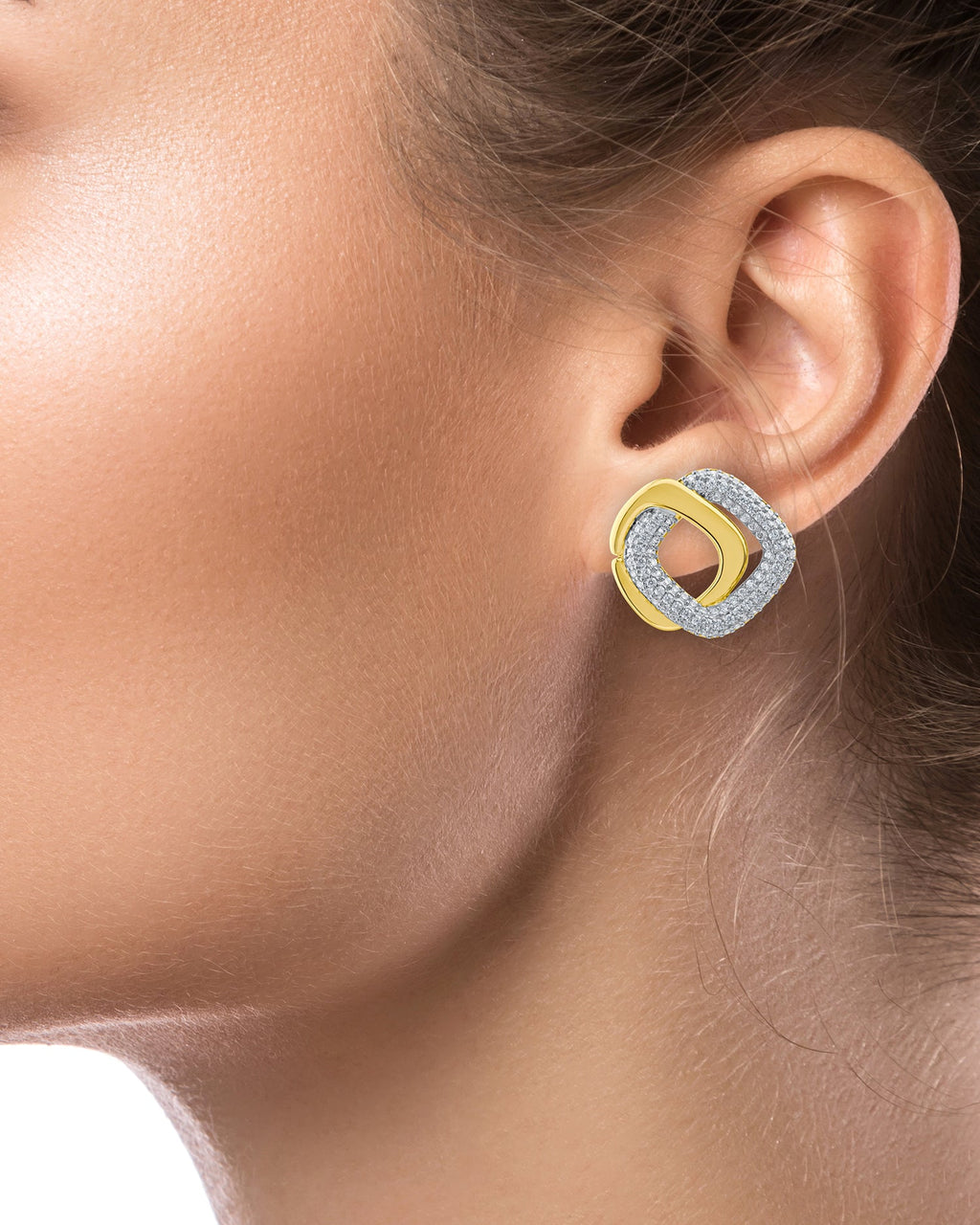 Pave Double Square Earrings