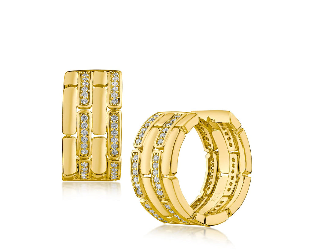 Pave Link Hoop Earrings
