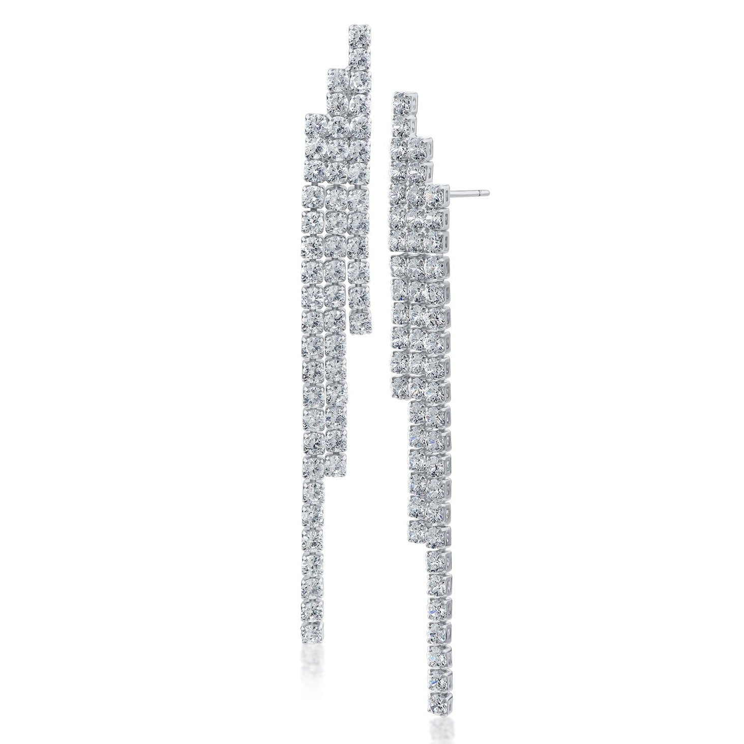 Round CZ Triple Row Earrings