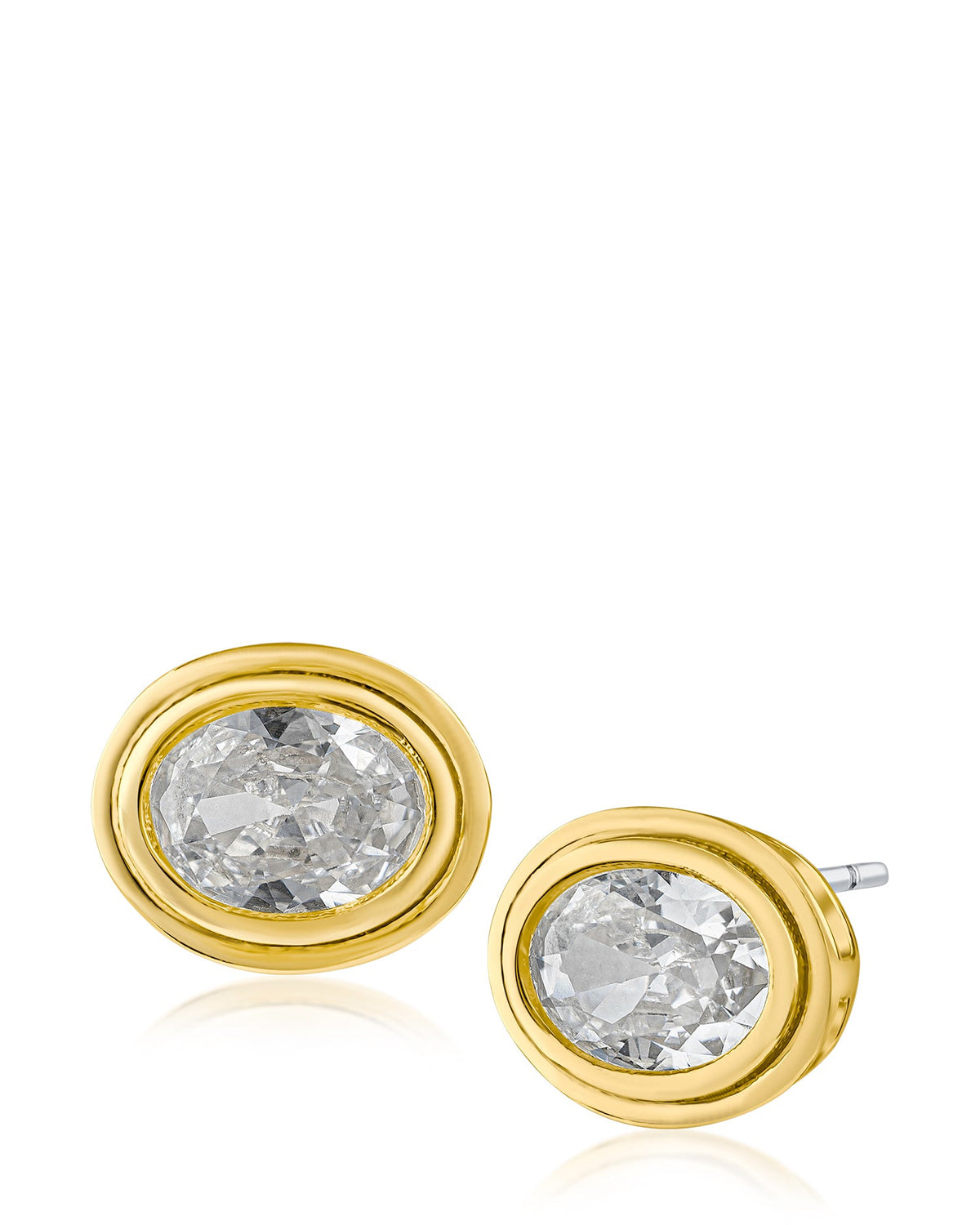 Oval Vintage Bezel Stud Earrings