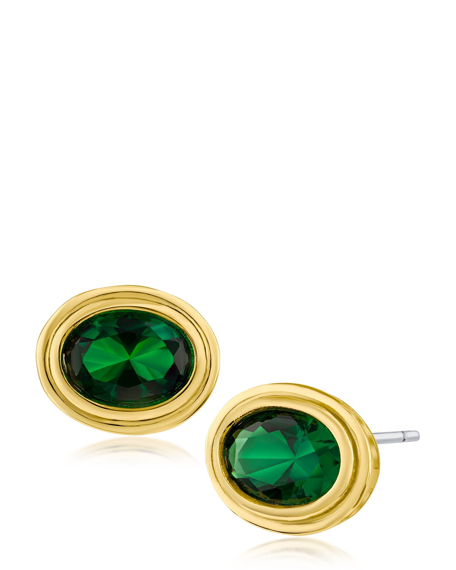 Oval Vintage Bezel Stud Earrings