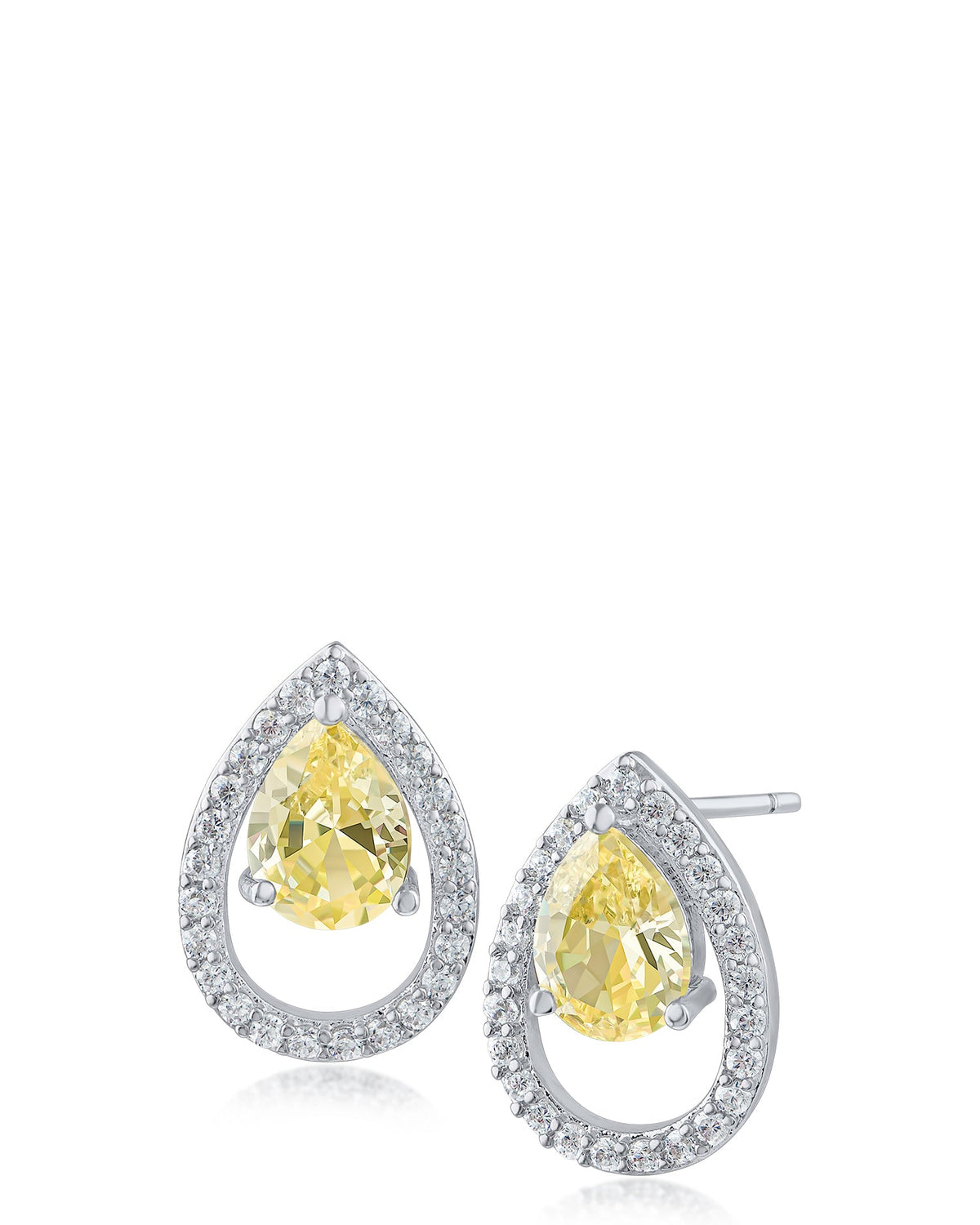 Pear CZ with Halo Studs