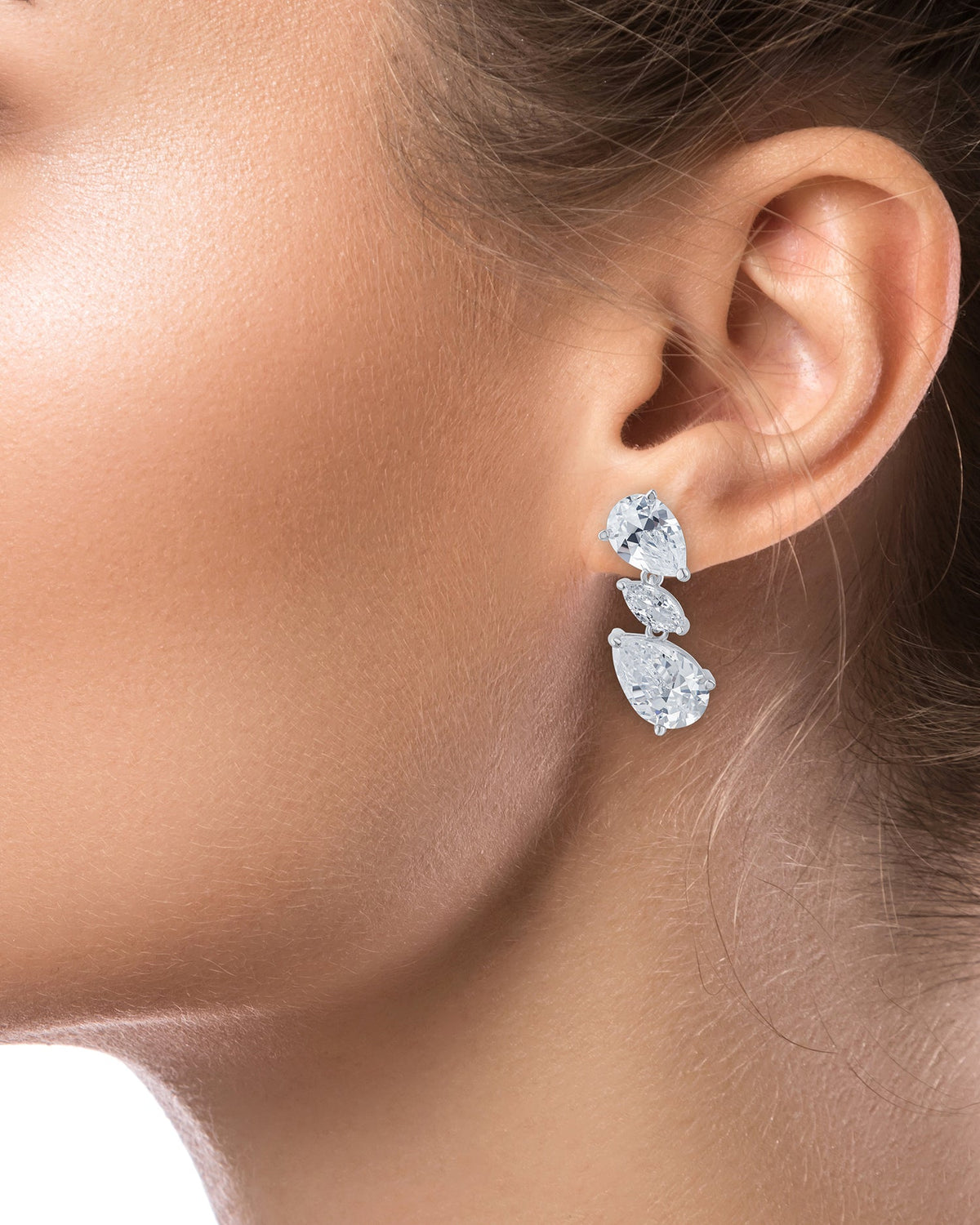 Triple CZ Drop Earrings