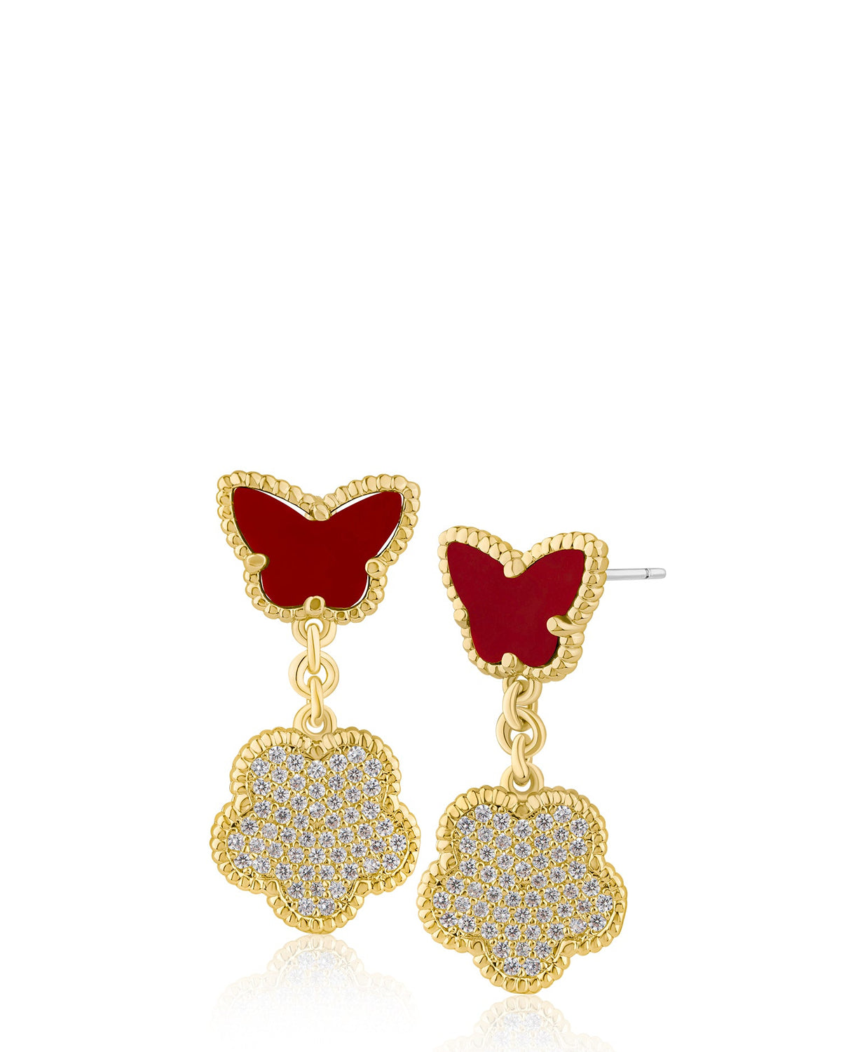 Butterfly and Clover Drop Earrings