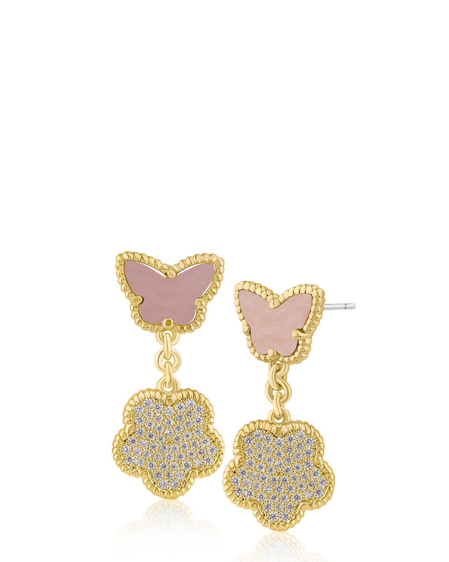 Butterfly and Clover Drop Earrings
