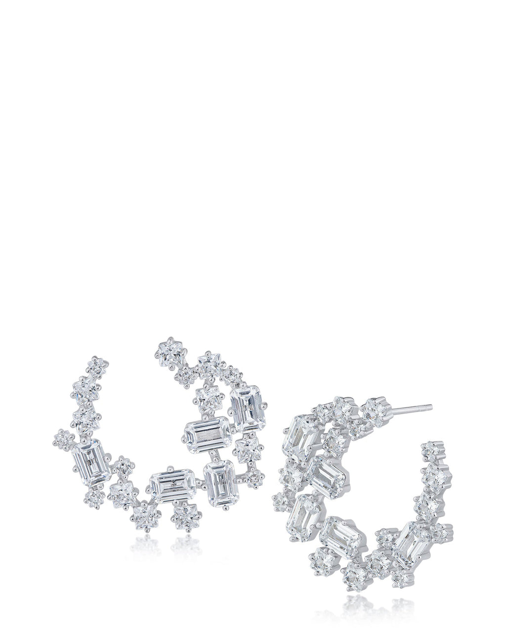 Round and Emerald CZ Earrings