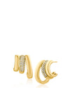 Triple Hoop CZ and Gold Earrings