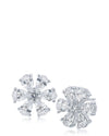 Pear CZ Flower Stud Earrings