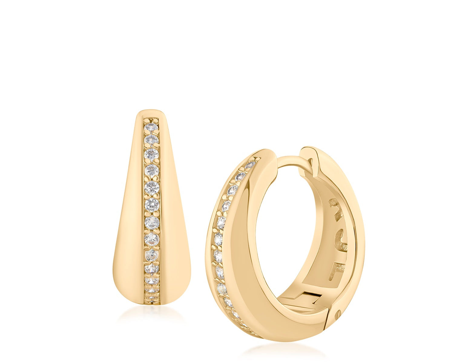 Pave CZ Chunky Gold Hoops