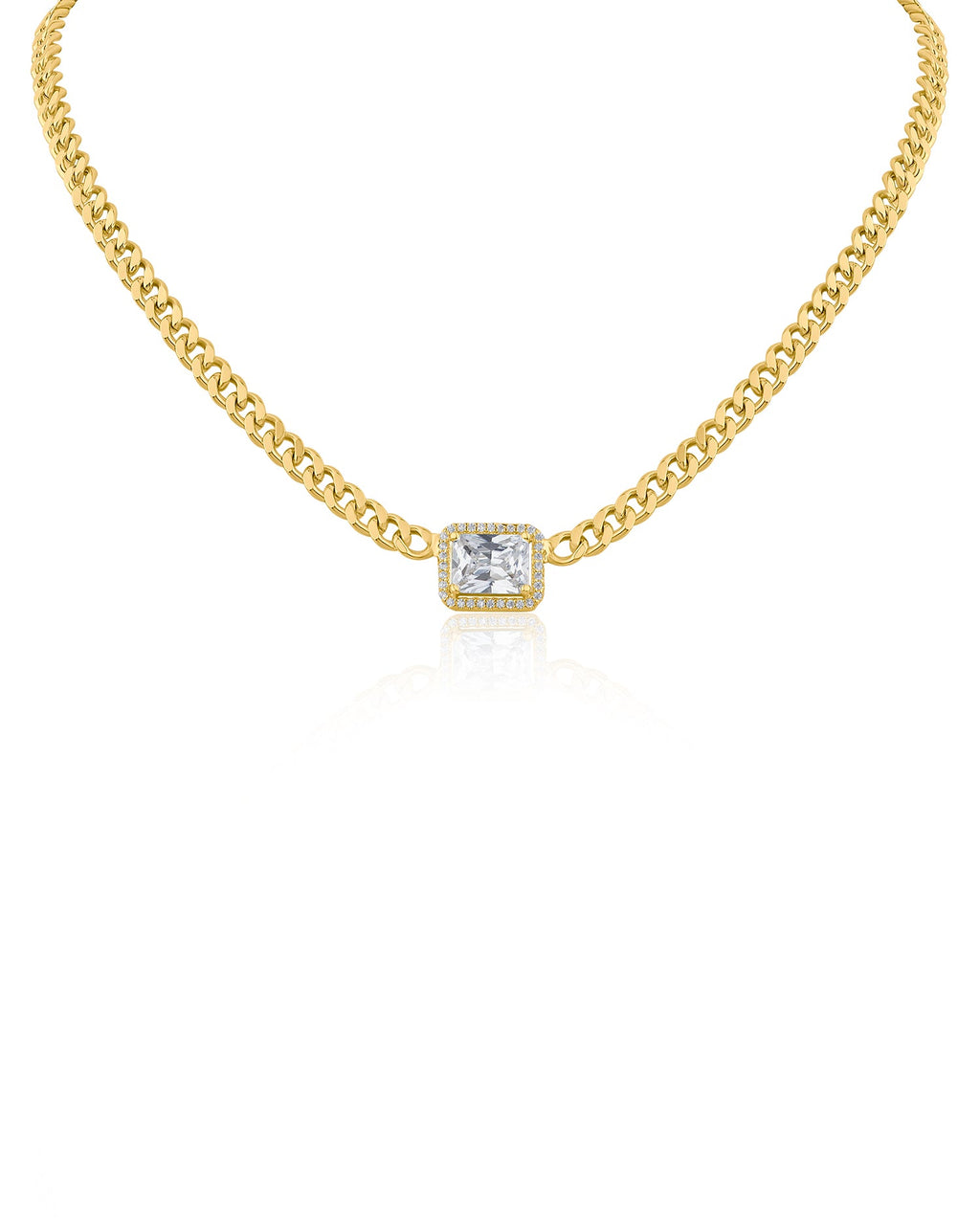 Emerald CZ Center Chain Necklace