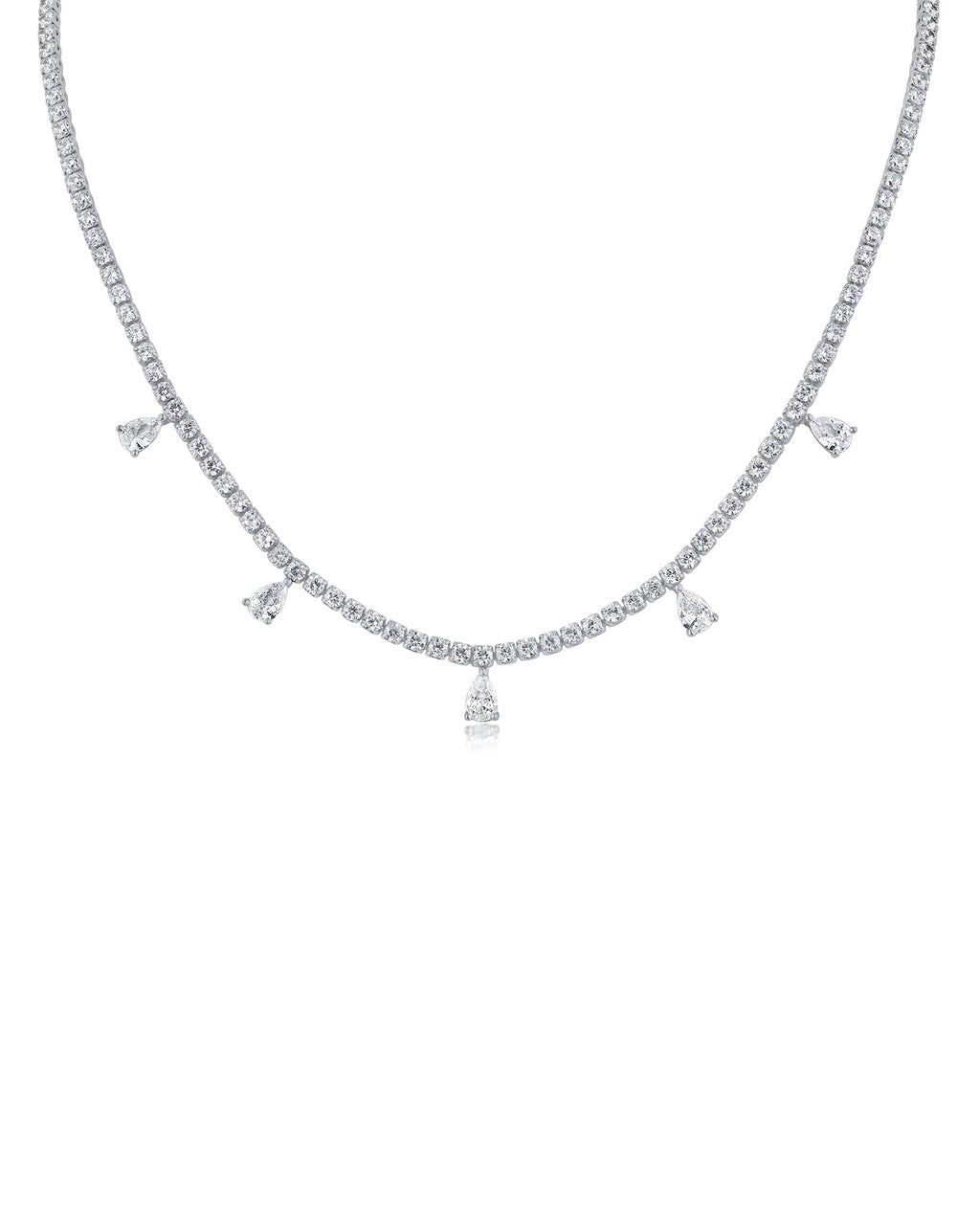Round and Pear CZ Necklace