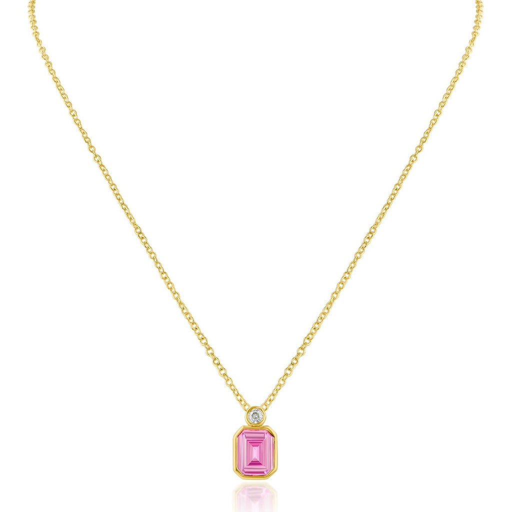 Emerald Bezel Set Pendant Necklace