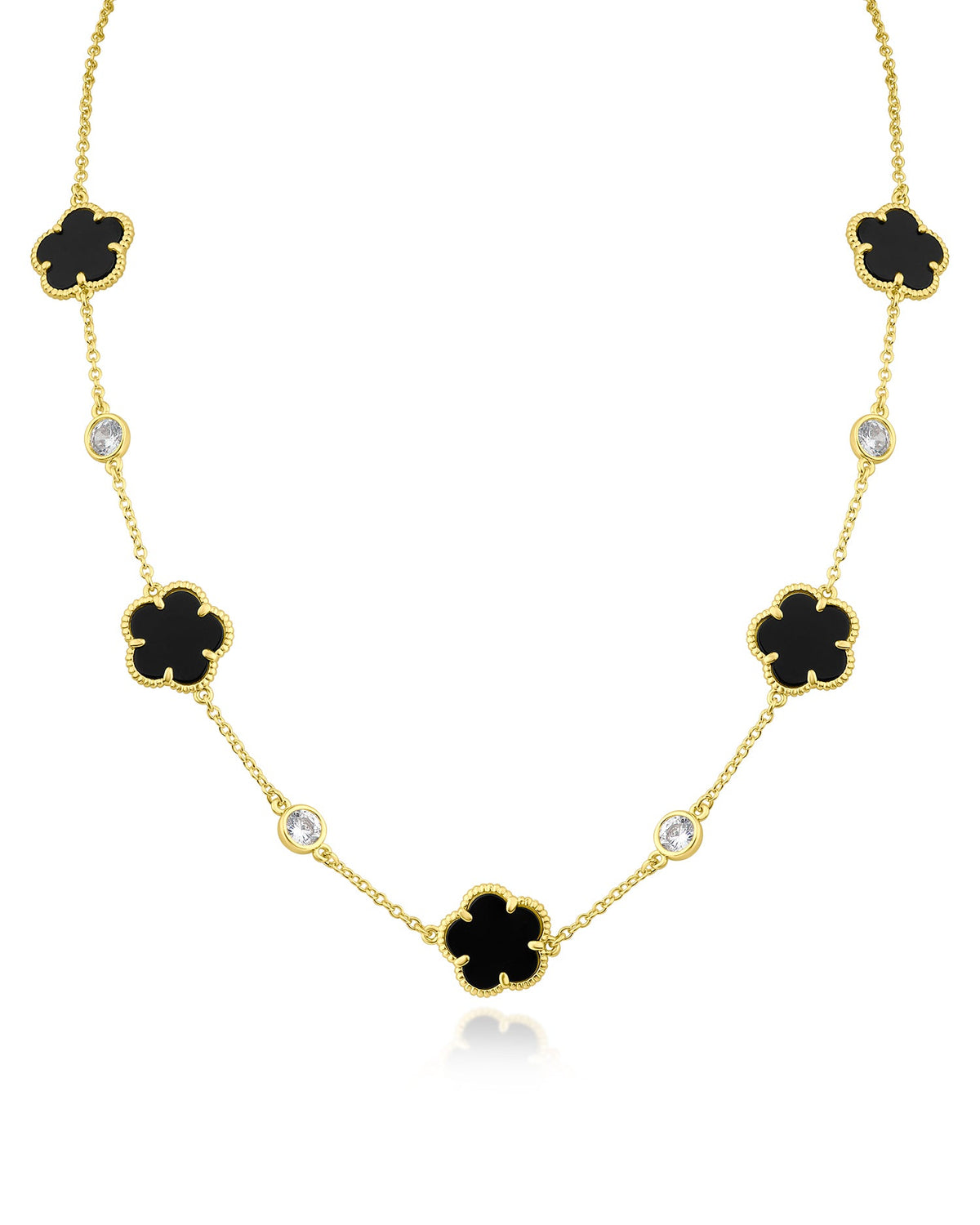 Clover and CZ Station Necklace