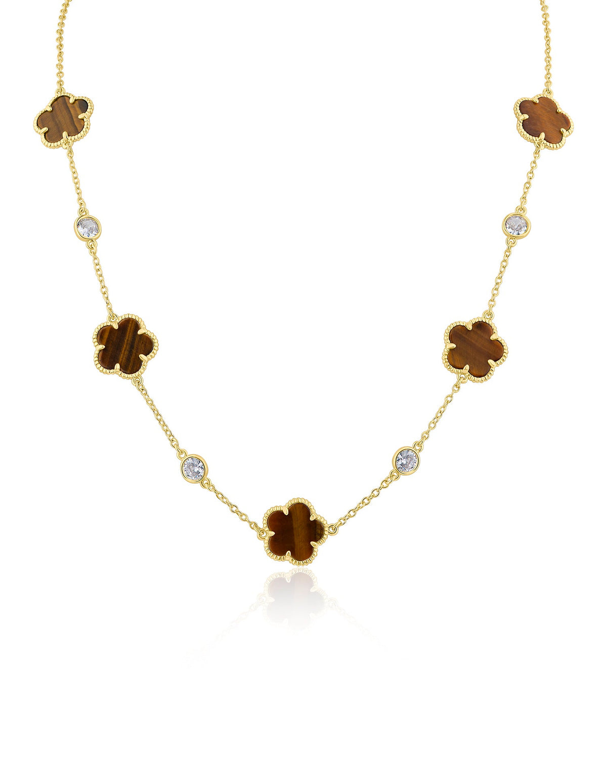 Clover and CZ Station Necklace