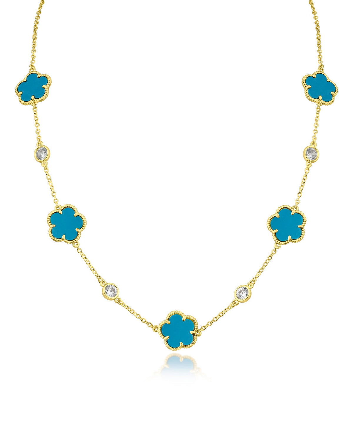 Clover and CZ Station Necklace