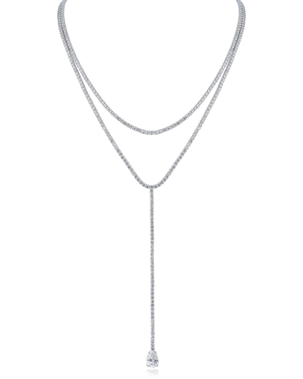 Round CZ Double Layered Y-Necklace