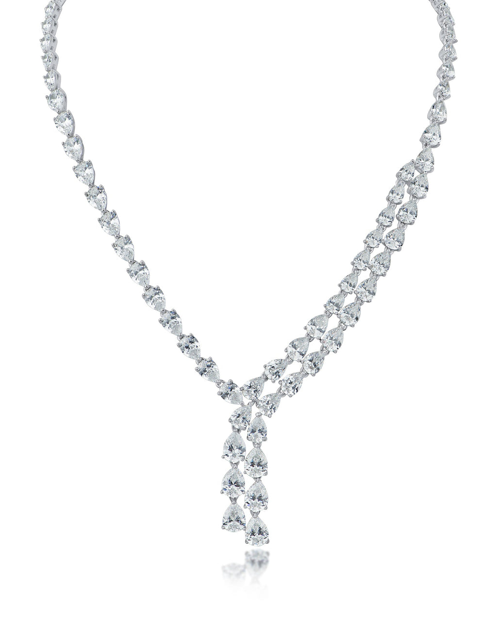 Pear CZ Double Stranded Necklace