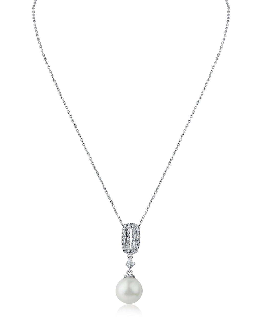 CZ and Pearl Pendant Necklace