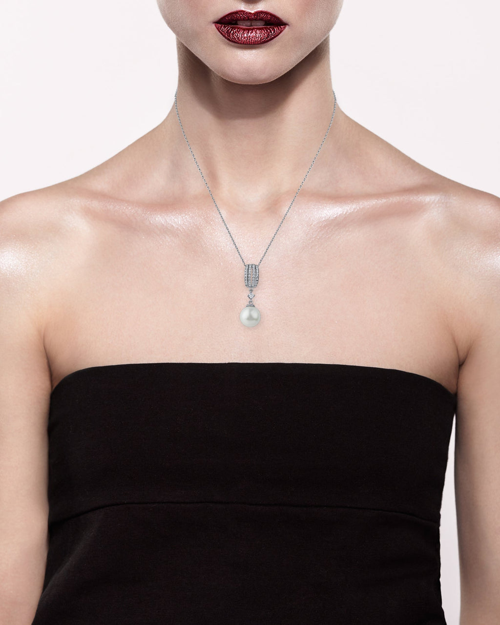 CZ and Pearl Pendant Necklace