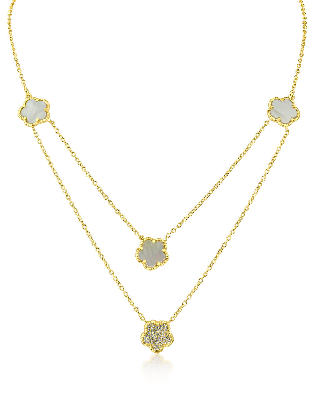 Pave and Resin Clover Necklace