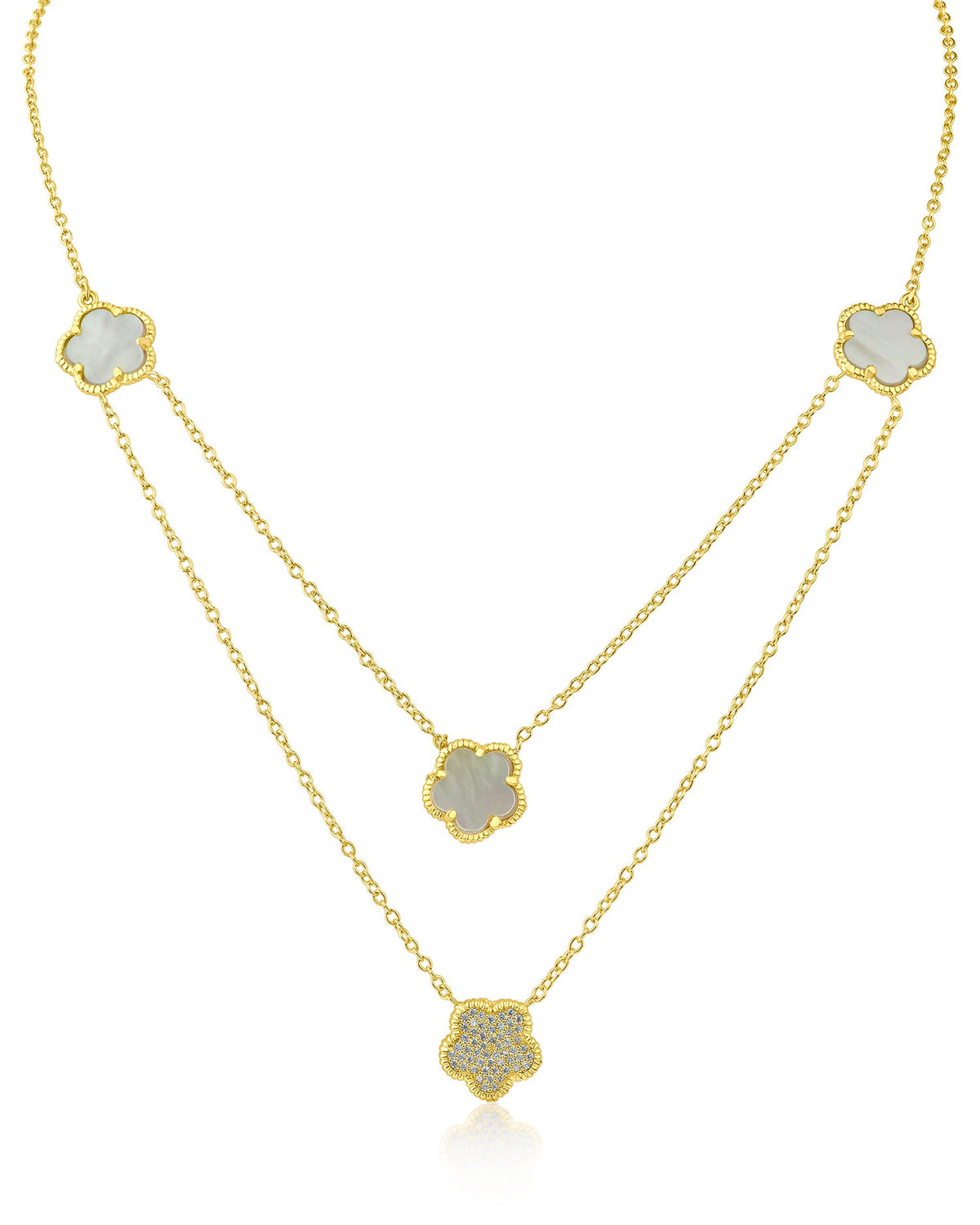 Pave and Resin Clover Necklace