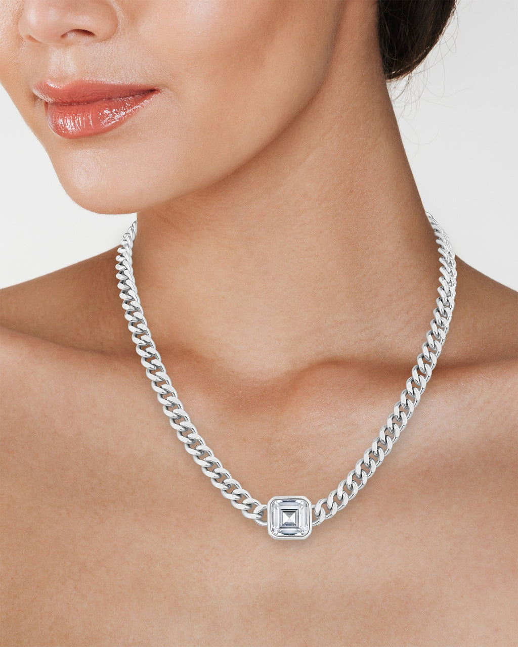 Emerald CZ Chunky Chain Necklace