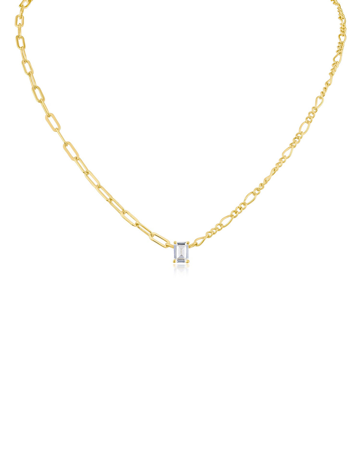 Mismatched Chain and Emerald CZ Pedant