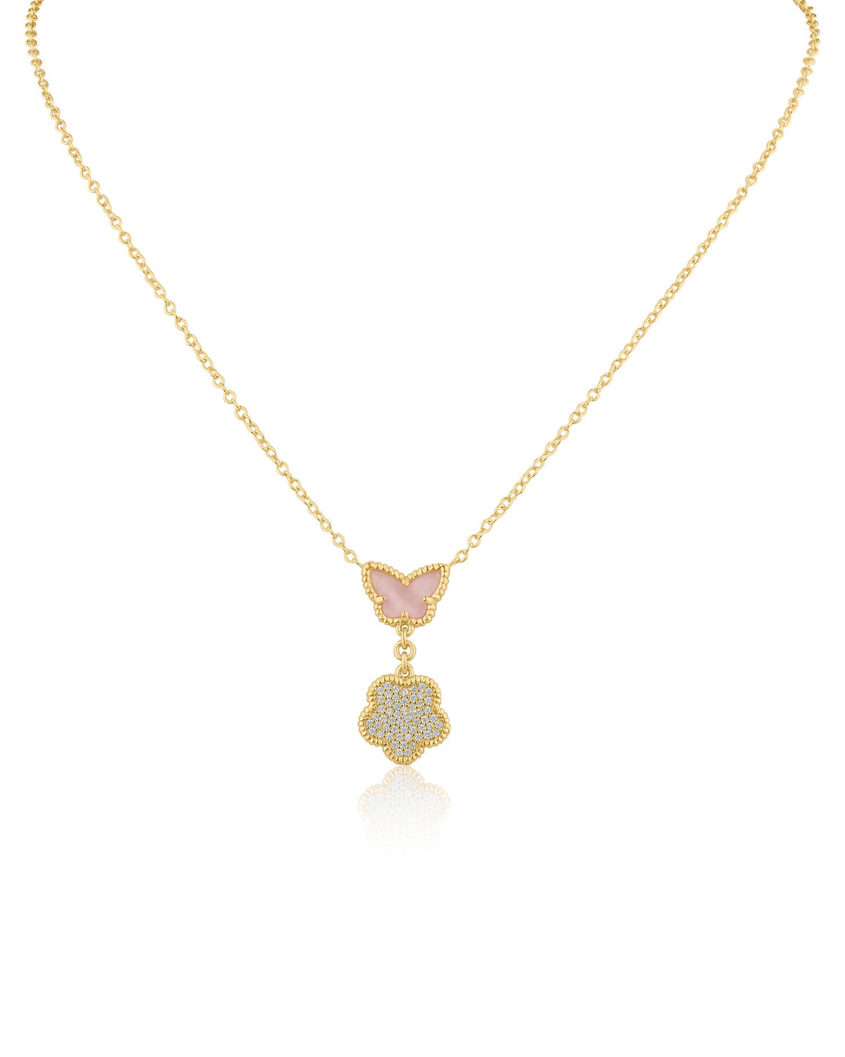 Butterfly and Clover Pendant Necklace