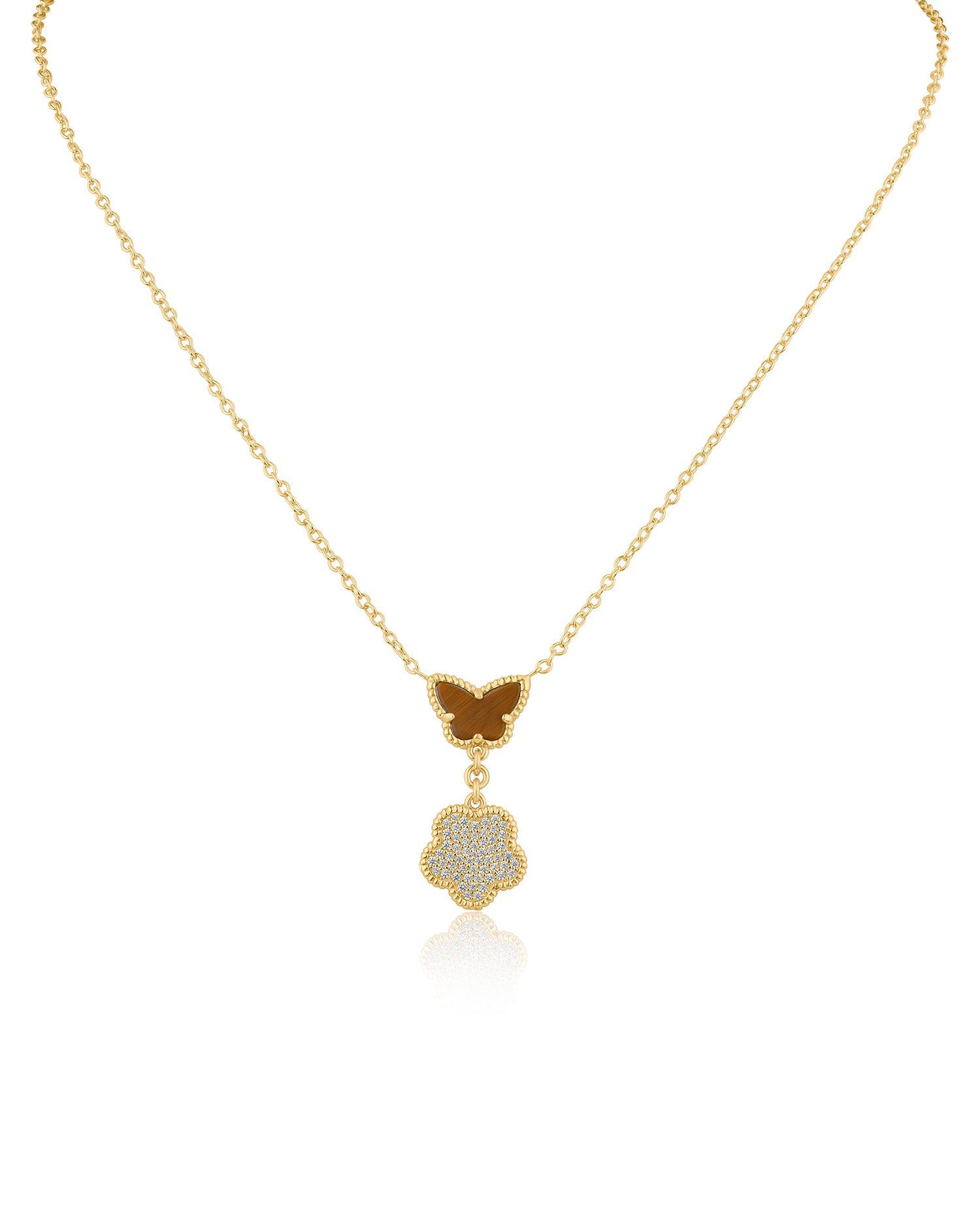 Butterfly and Clover Pendant Necklace