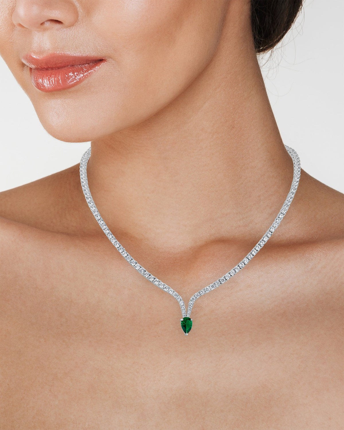 Pear CZ Drop Necklace