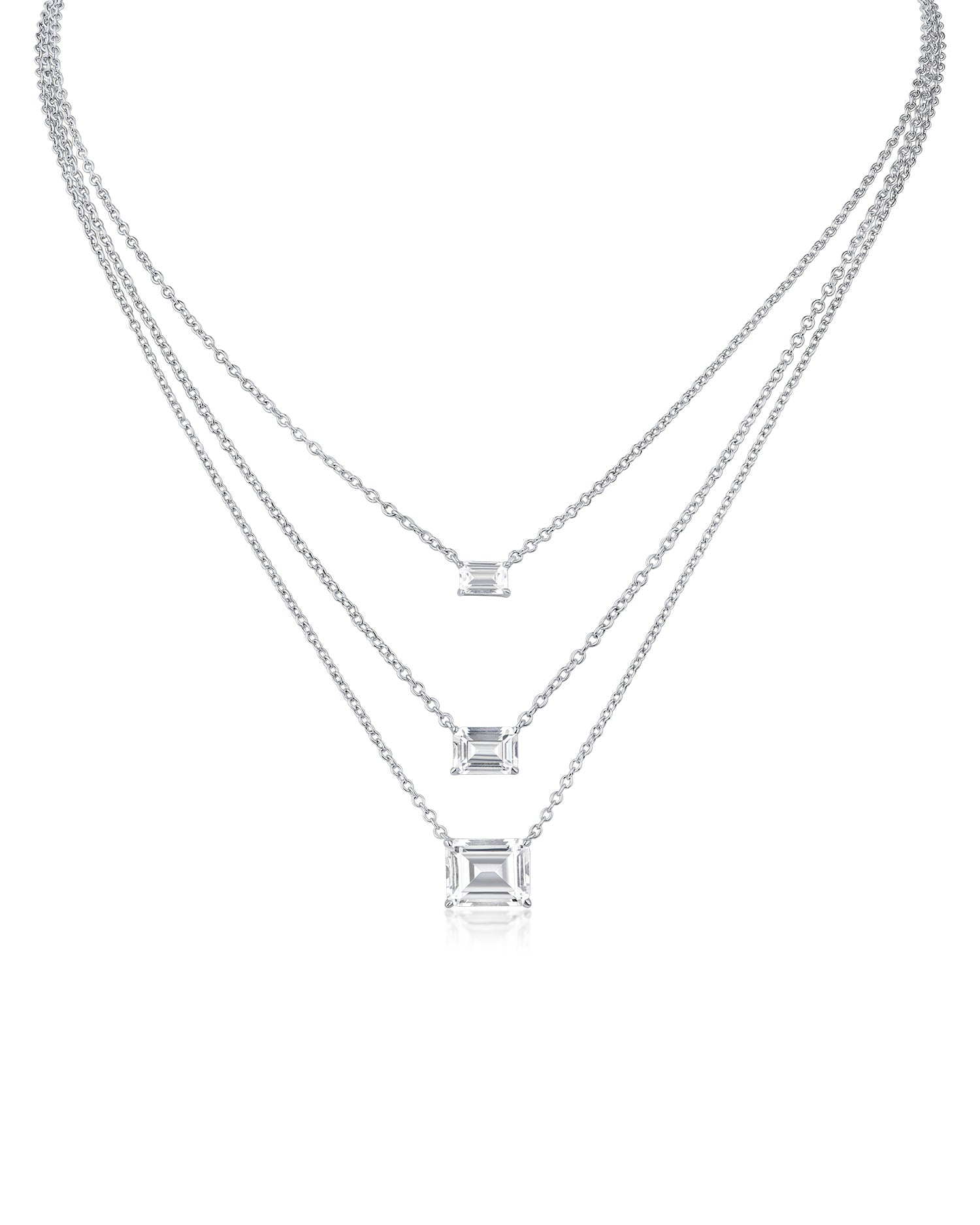 Emerald CZ Triple Layered Necklace