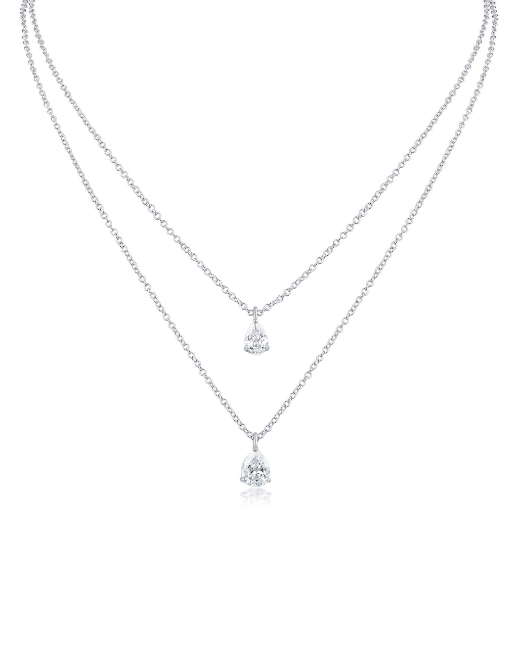 Double Stranded Pear CZ Necklace