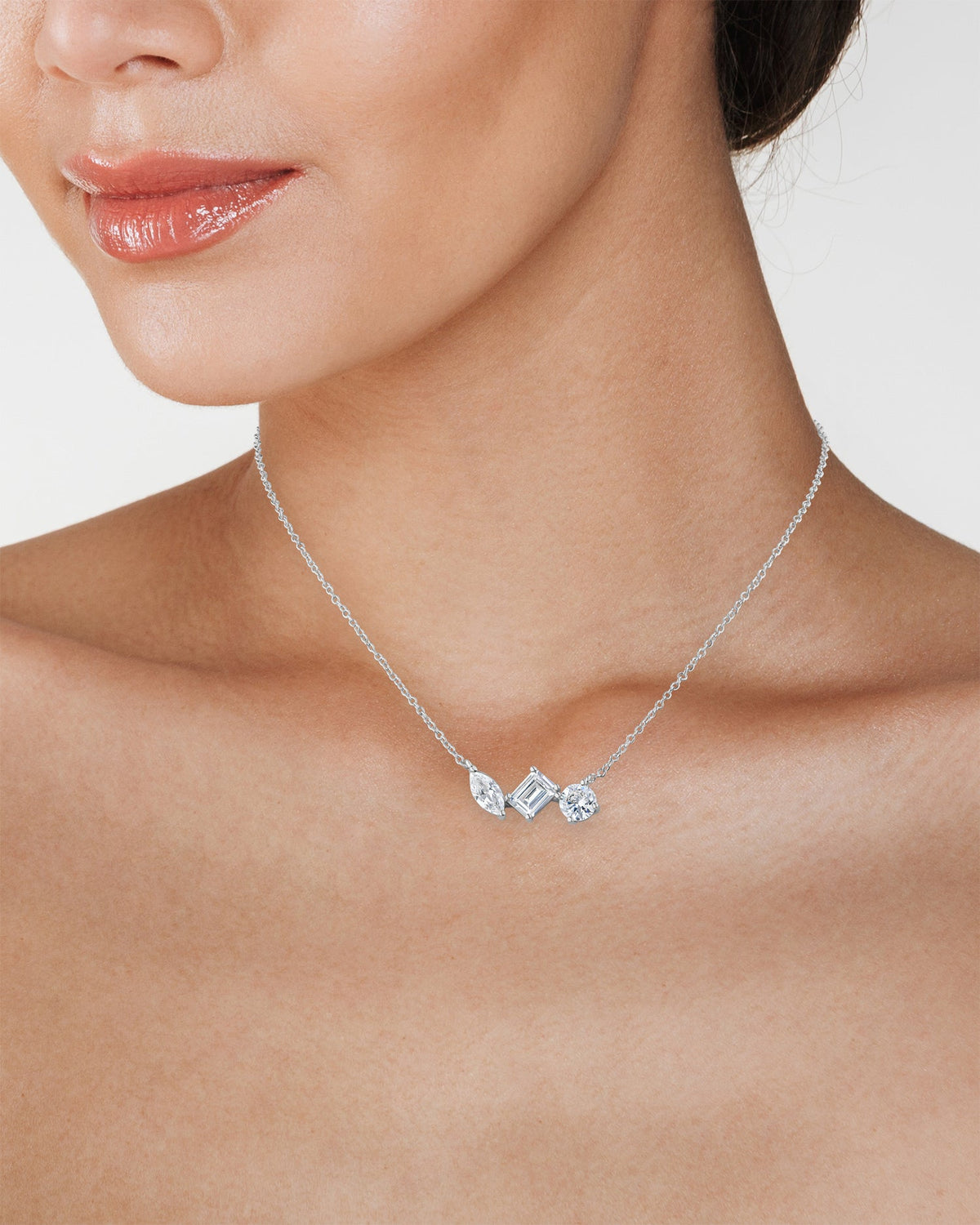 Multi Shape CZ Pendant Necklace