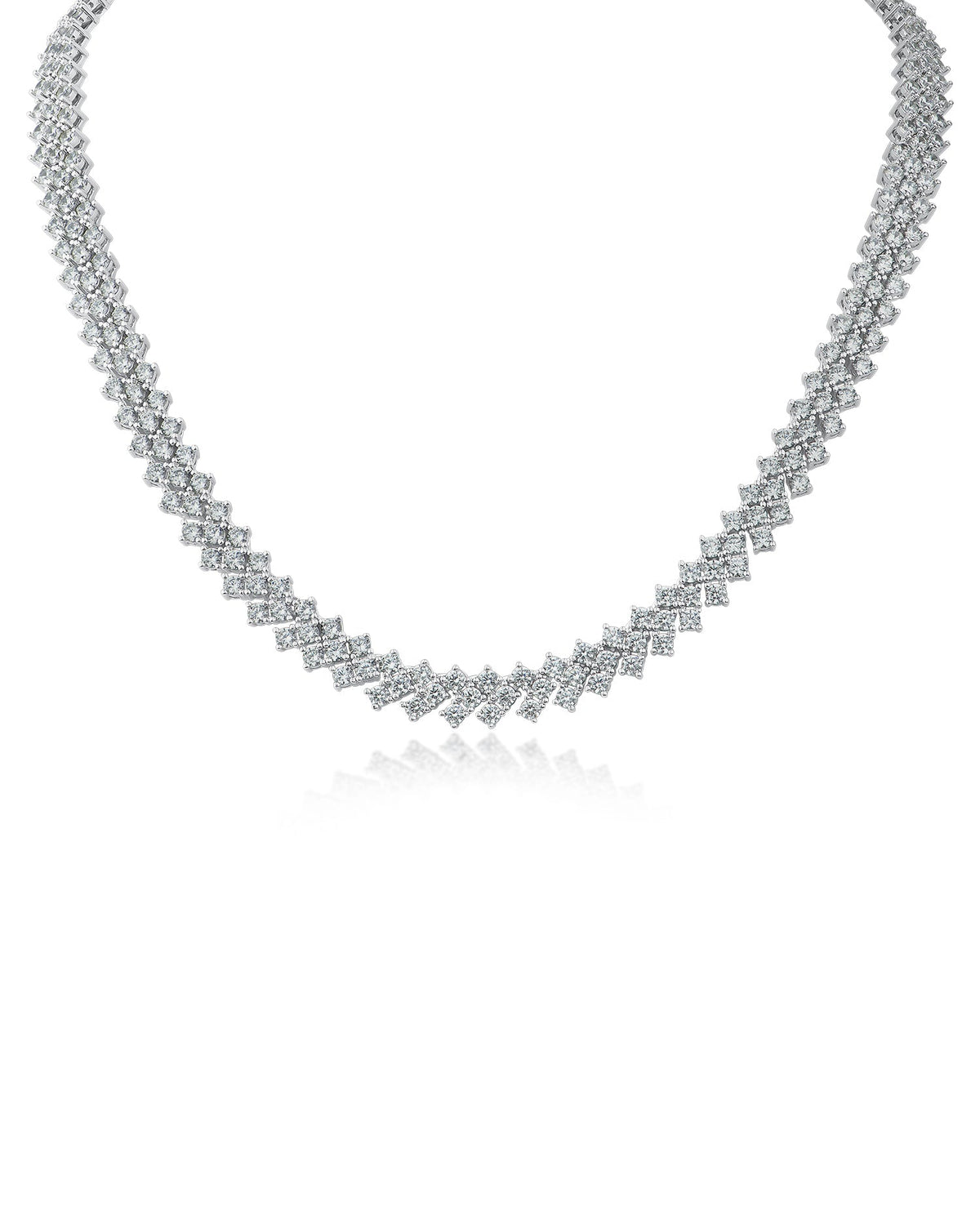 Round CZ Chevron Necklace