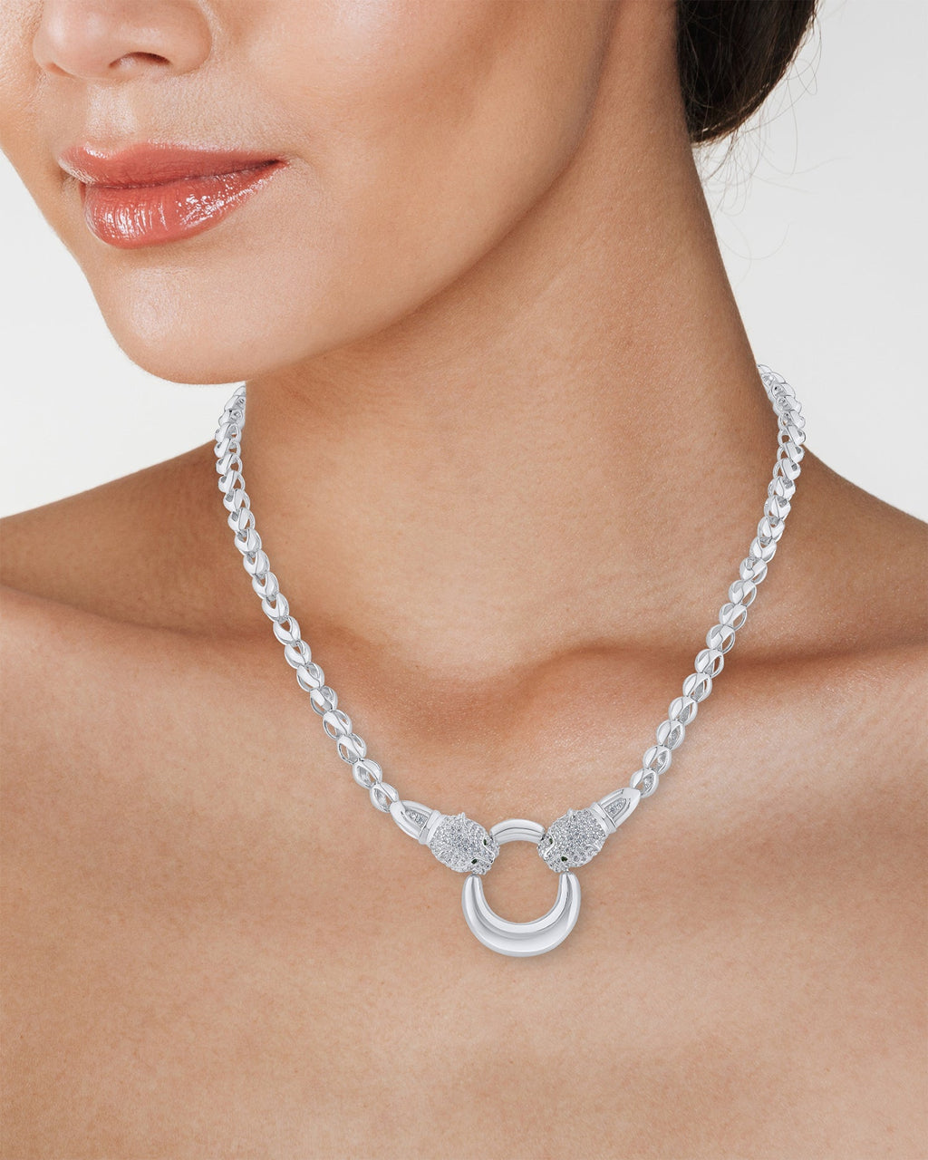 Pave Double Panther Necklace