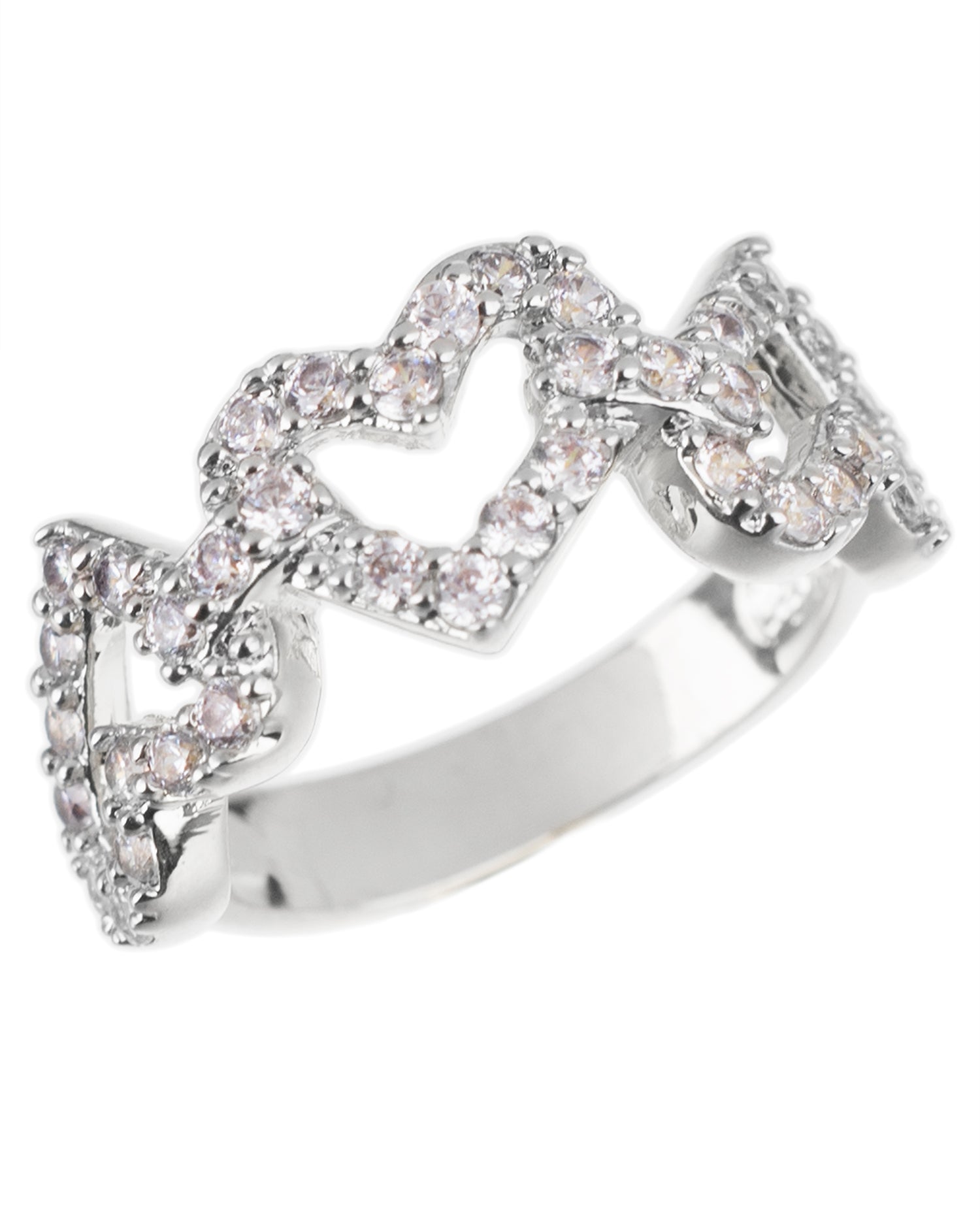 Interlocking Pave Hearts Band