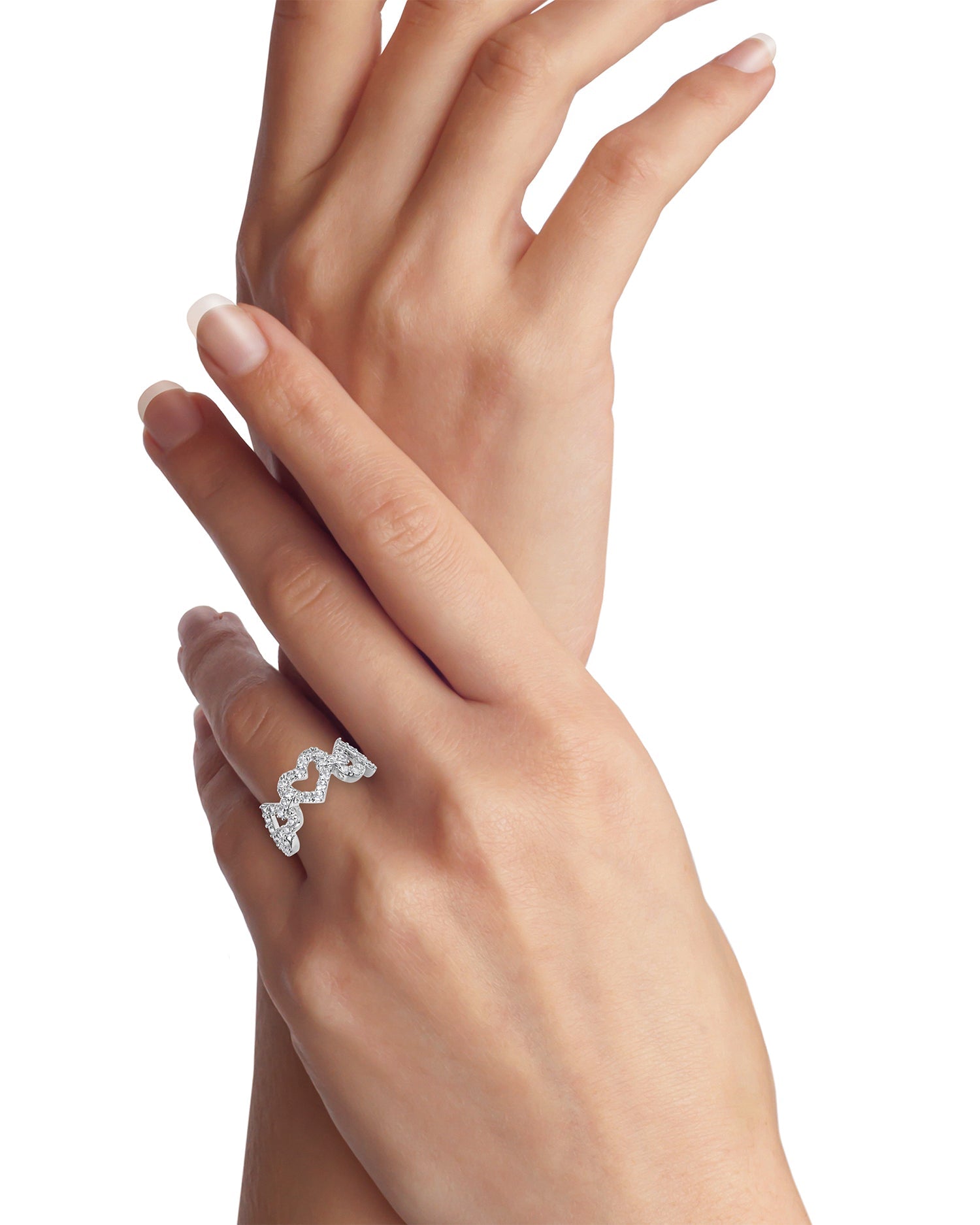 Interlocking Pave Hearts Band