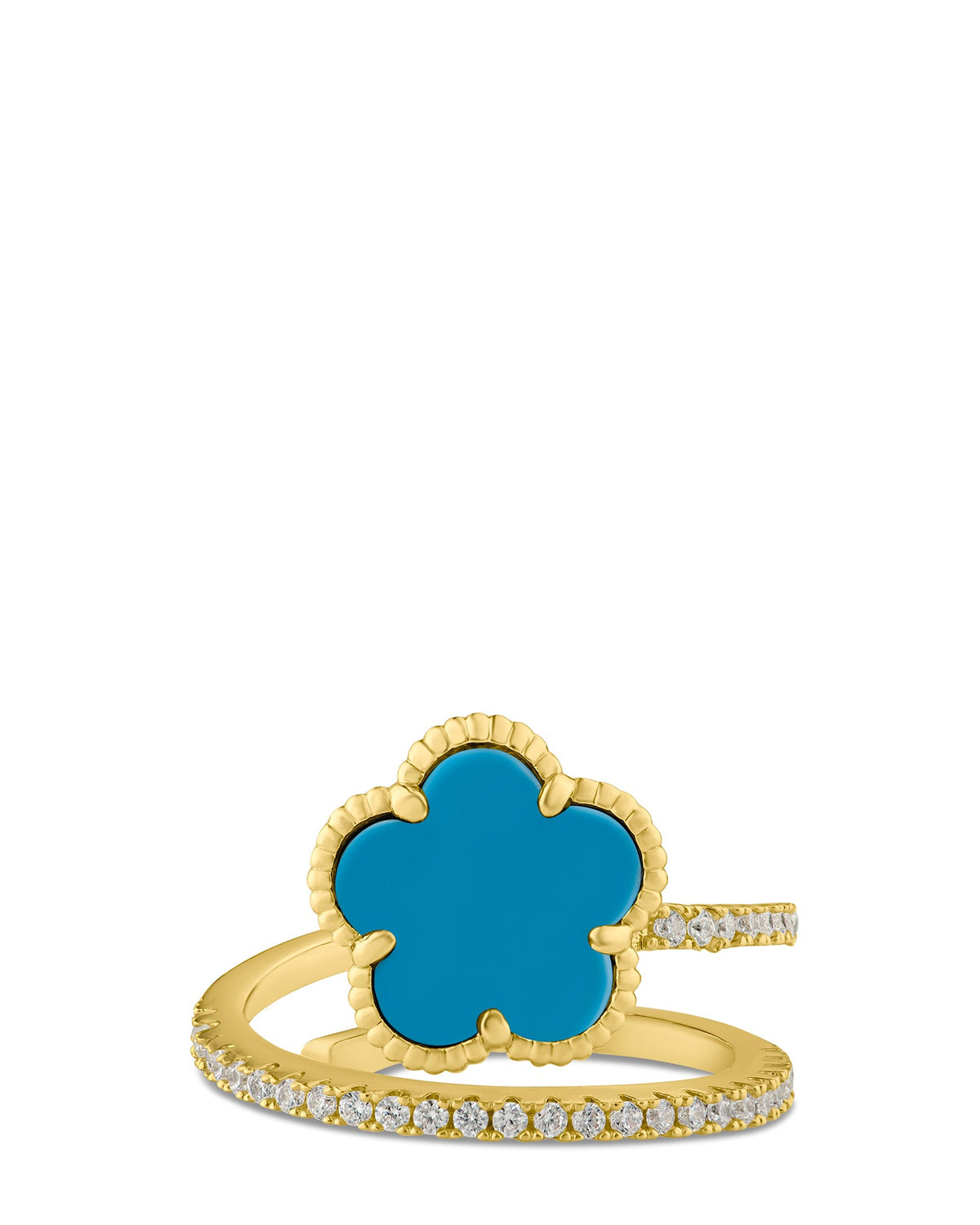 CZ and Clover Wrap Ring
