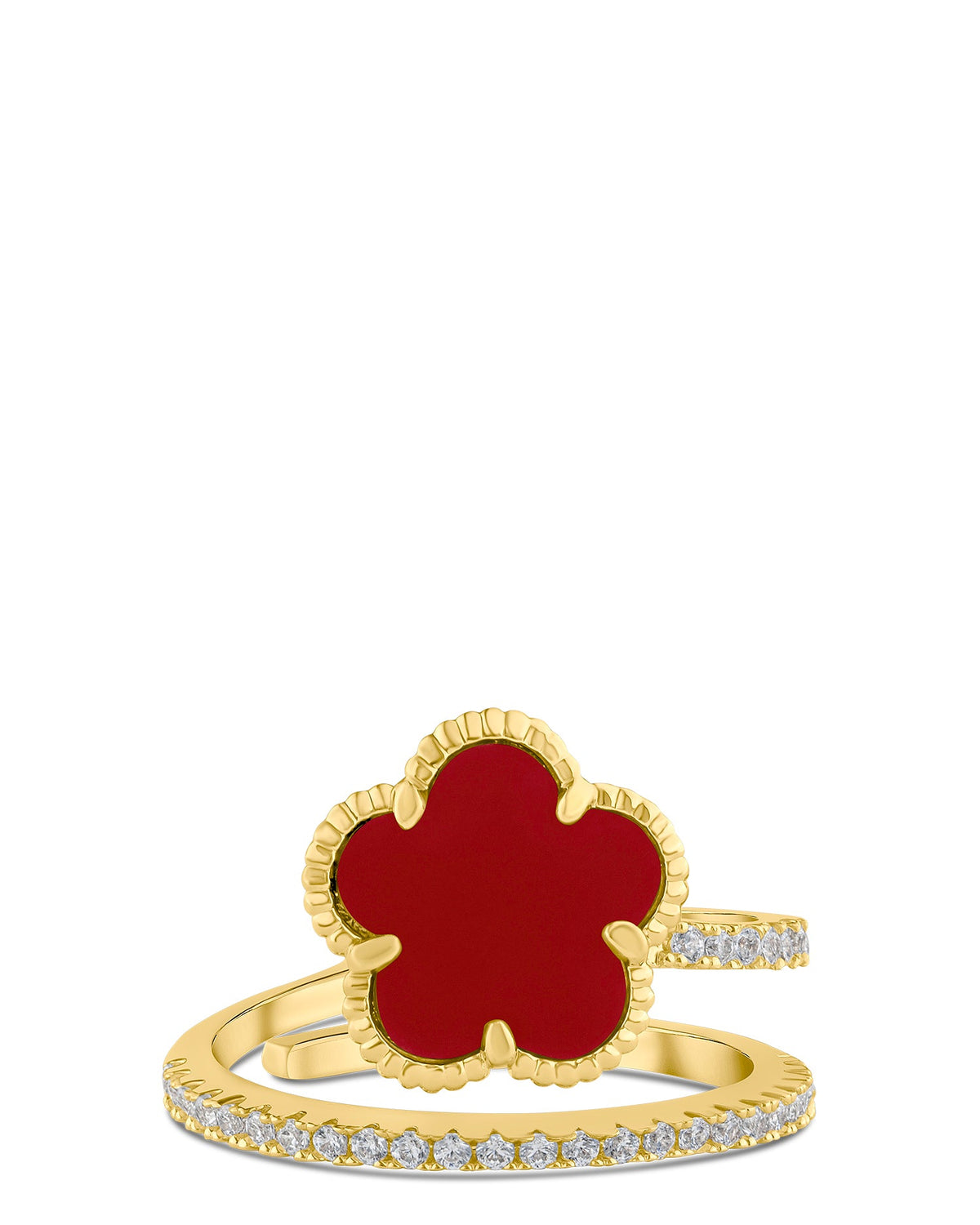 CZ and Clover Wrap Ring