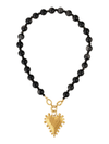 Lennon Gemstone Open Clasp Heart Necklace