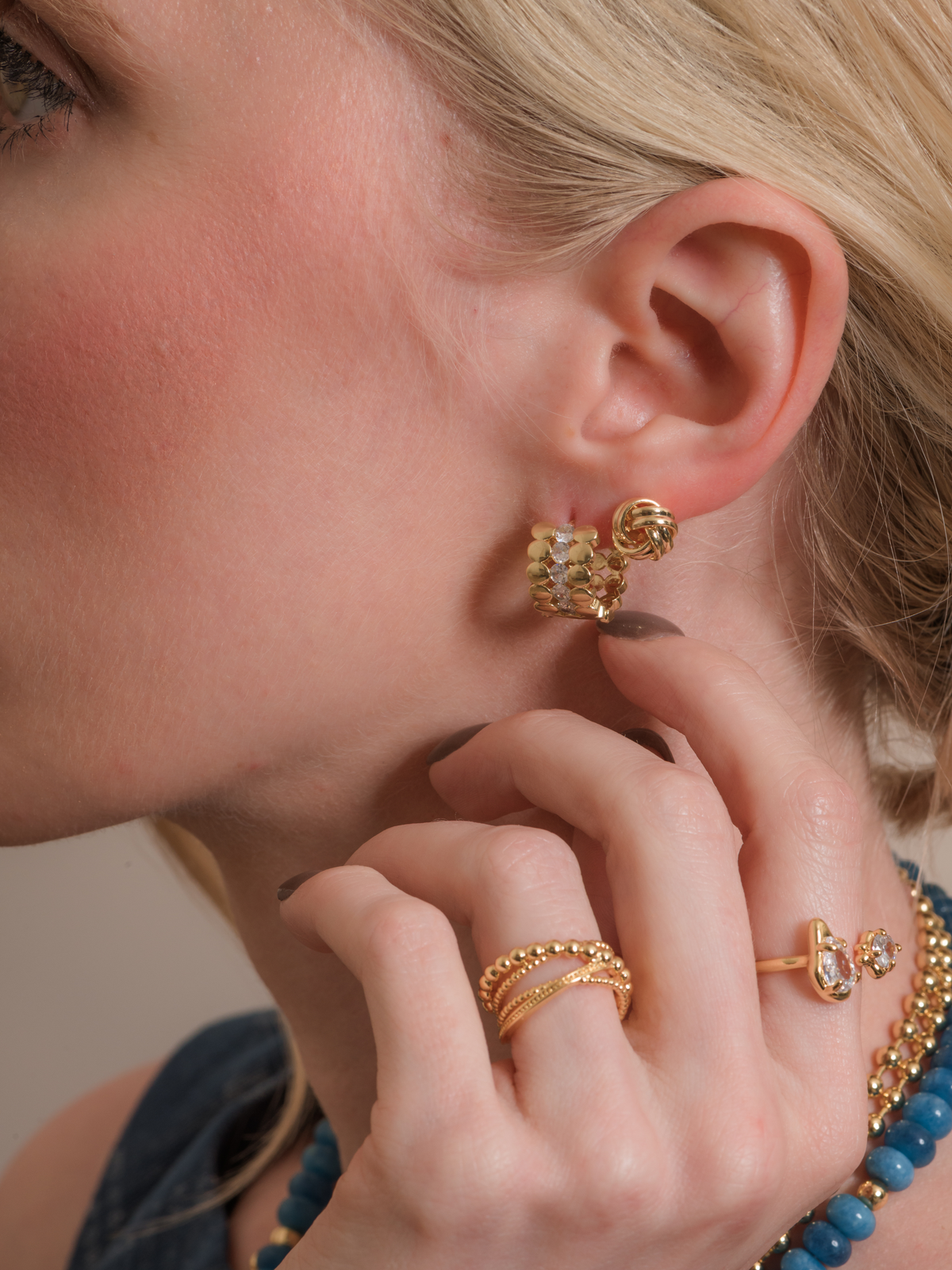 Mini Monkey's Fist Knot Post Earring