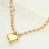 Stainless Steel Heart Charm Beaded Chain Necklace