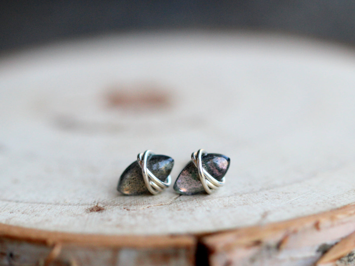 Marquis Studs - Labradorite