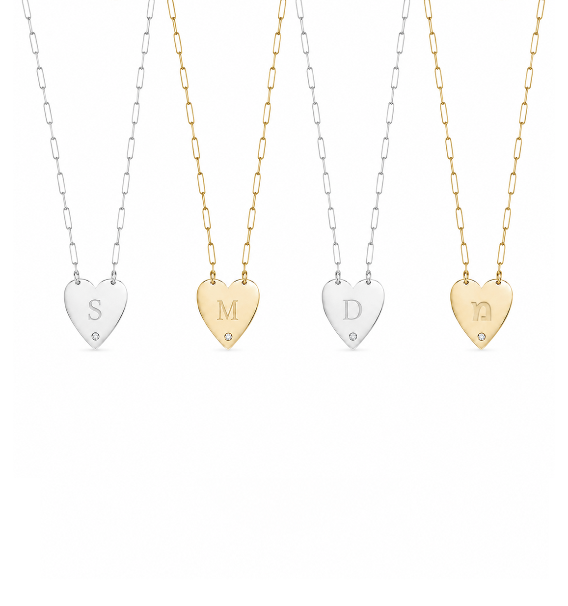 Mijal Diamond Heart Initial Necklace