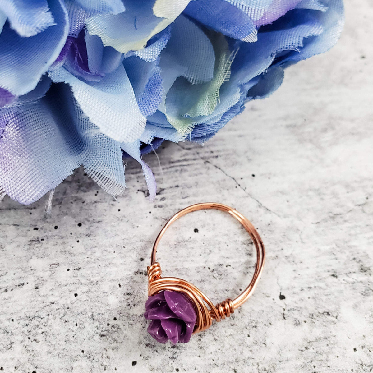 Rose Bead Wire Wrapped Ring