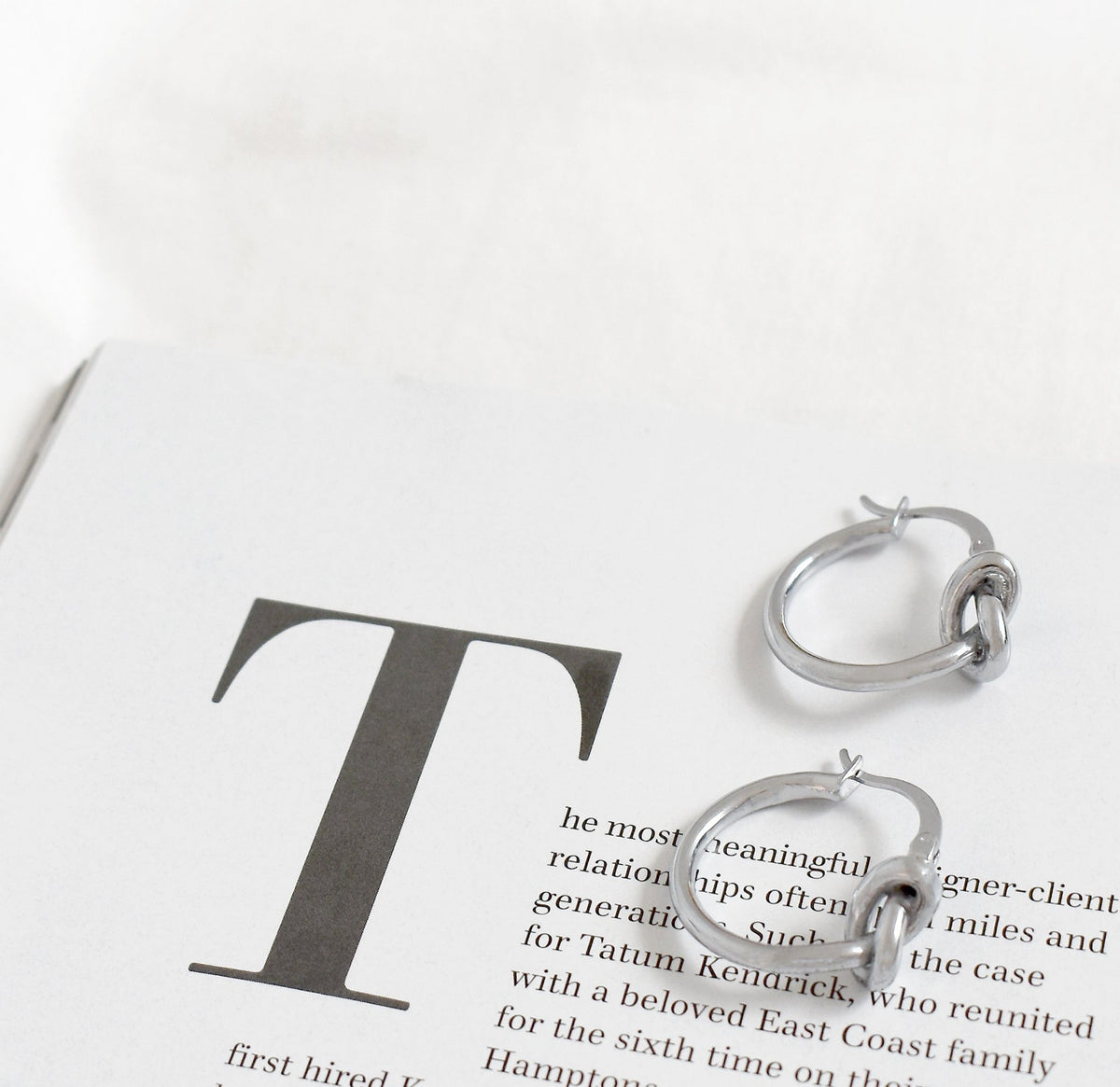 HARPER SILVER KNOT HOOP EARRINGS