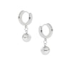 ELLIE SILVER BALL DROP HUGGIE EARRINGS