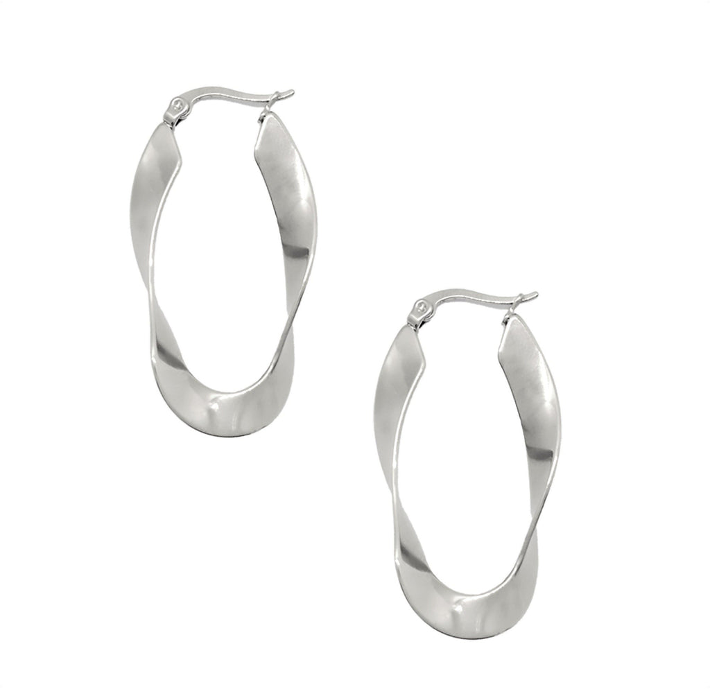 PERLA SILVER TWIST HOOP EARRINGS
