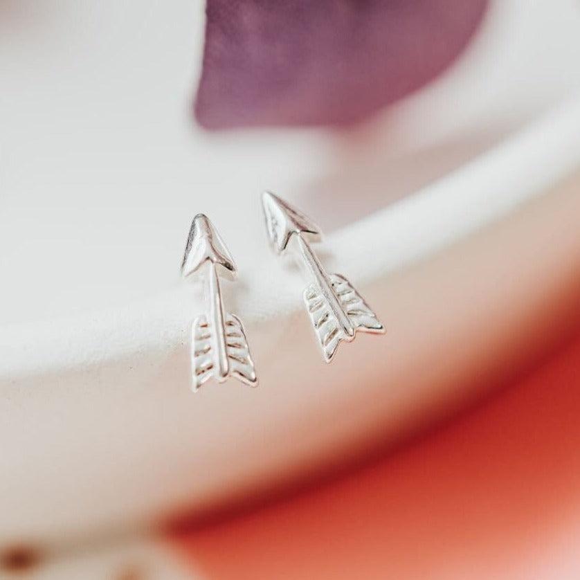 Silver Arrow Stud Earrings